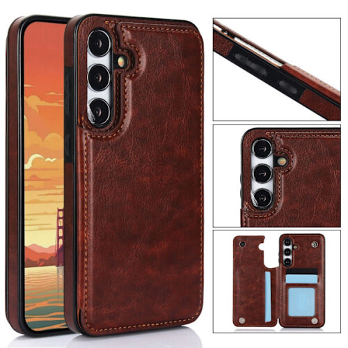 Compatível com Samsung Galaxy S24 - Capa elegante com compartimento para cartão/cartão rosa choque 1