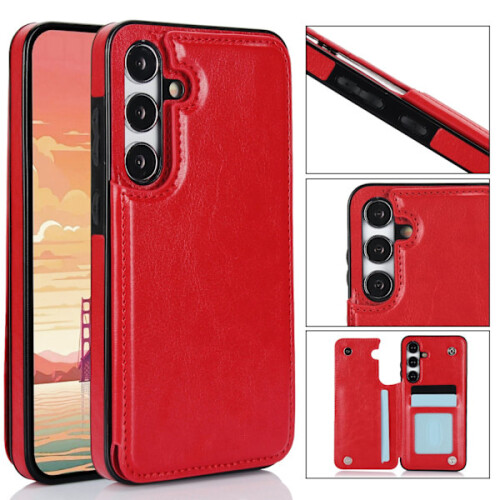 Compatível com Samsung Galaxy S24 - Capa elegante com compartimento para cartão/cartão rosa choque 2