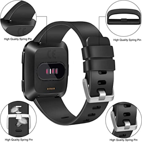 Conjunto de 3 pulseiras de silicone macio compatíveis com Fitbit Versa 2, Fitbit Versa e Fitbit Versa Lite. Ajustáveis para homens e mulheres. 1