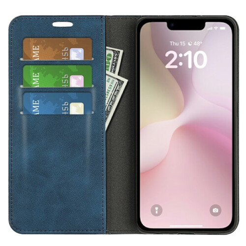 Kompatibel med iPhone16e-deksel med flippbeskyttelse, blå 1