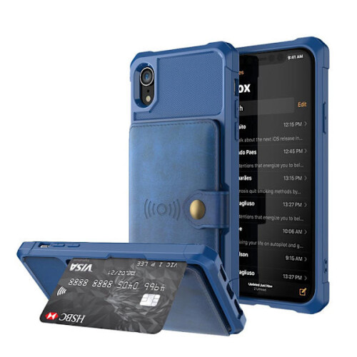 Capa para iPhone XR com compartimento para cartão, preta. 2