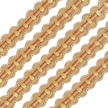 Goldfarbene Borte, 22 mm (B) x 11,3 m (L), Polyesterband, Spitzenborte für Vorhänge, DIY-Bastelarbeiten, Nähen, Heimdekoration