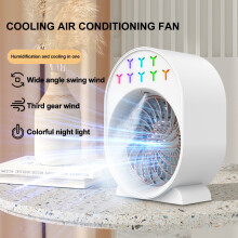 Ventilateur humidificateur Hesroicy 1200 mAh, veilleuse à brume fraîche rechargeable par USB, 3 vitesses, faible bruit, grand angle, pour dortoir,