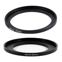 2pcs Camera Parts Lens Filter Step Up Ring Adapter Black - 46mm-62mm & 46mm-52mm