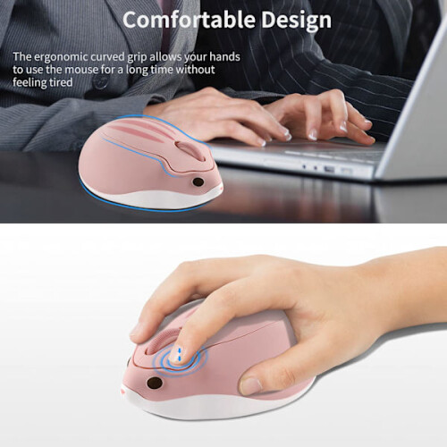 Kabellose Maus, niedliche Hamsterform, Computermaus, 1200 DPI (Pink) 1