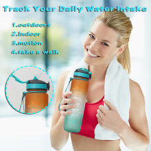 Herrnalise 1L Motiverende Sportwaterfles met Tijdmarkering, Perfect voor Fitness, Gym en Buitensporten