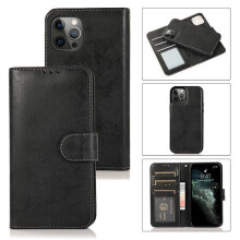 Kompatibel mit iPhone 12 Pro Max – Doppelfunktions-Wallet-Case, Schwarz