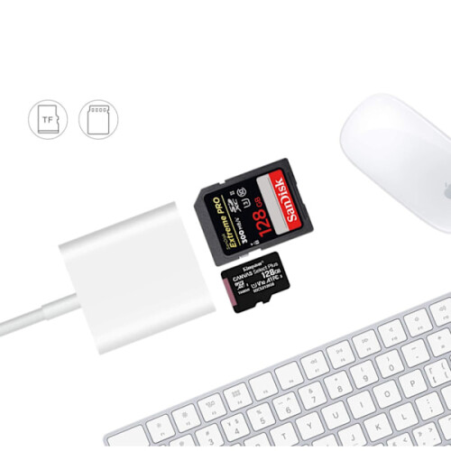 Lector de tarjetas SD Lightning compatible con iPhone, color blanco - Lector de tarjetas SD 2