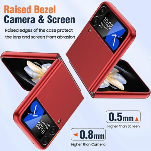 Συμβατό με Samsung Z Flip4Case, εξαιρετικά λεπτό ματ υπολογιστή, κόκκινο 2