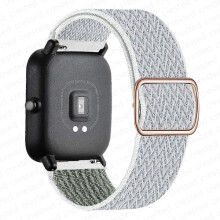 Correa elástica de nailon de 20 mm/22 mm compatible con Amazfit GTS4/2/2e/3/Mini, GTR4/3/Pro/2, Stratos, Bips - Blanca