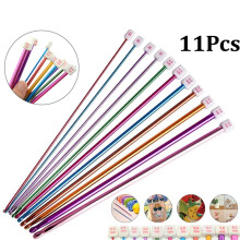 11 Pcs Set Long Tunisian Afghan Crochet Hooks Aluminum Knitting Needles 10.6\"