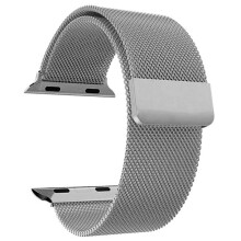 Eslabón liso de acero inoxidable compatible con Apple Watch de 42 mm, color plata.