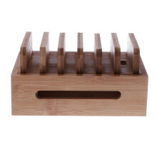 Bamboe houten oplaadstation voor meerdere apparaten, bureau dockingstation organizer standaard voor telefoon en