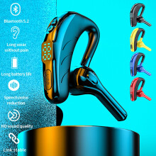 Jacenvly2024Nieuwe Bluetooth-koptelefoon, headset met één oorschelp en microfoon, Bluetooth 5.2, LED-display, draadloos/bedraad, rood