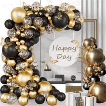 Balões de confete Wekvgz, látex dourado e preto para festa (136 peças)