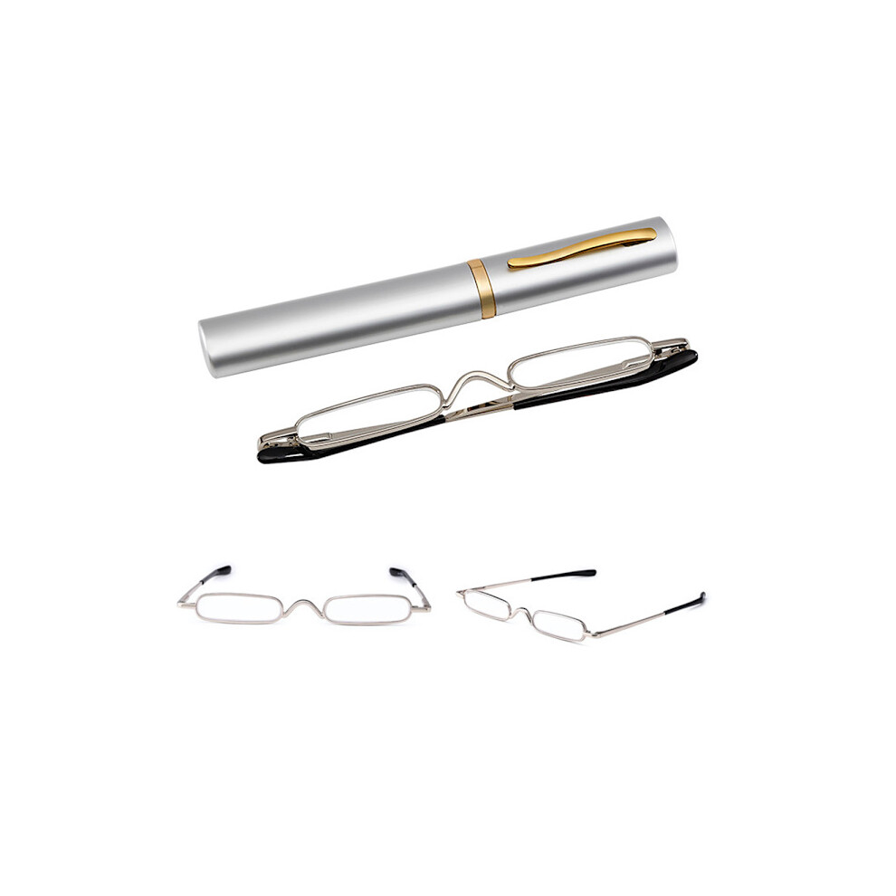 Reading glasses with Power +1.0 - +4.0 with portable metal case Silver +2.75