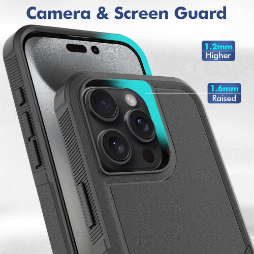 Θήκη τηλεφώνου για συμβατό με Apple, συμβατή με iphone16Pro-Max (6,9”), υβριδική θήκη με 2