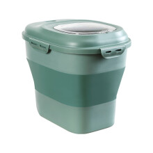 Zusammenklappbarer Vorratsbehälter für Müsli, Reis, Futter, Reis, Getreide, Reis, mit luftdichtem Deckel und Rollen, auslaufsicherer