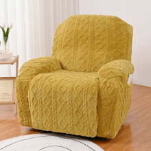 Funda para sillón reclinable de 1 plaza, funda elástica de felpa para sofá de 1 cojín, funda de jacquard suave y gruesa con bolsillo.