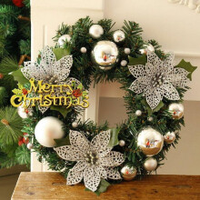 Christmas word card with three wreaths DG5