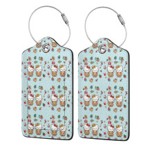 Hello Kitty Weihnachts-Gepäckanhänger aus Leder, doppelseitig, mit Edelstahlring, Ausweishalter, wasserdicht, 7,4 cm x 11,7 cm