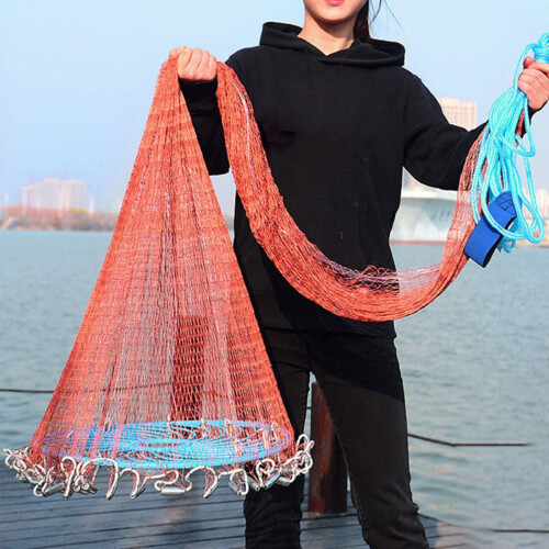 WSYW10ft Stål Sinker Saltvandsfiskeri Cast Net Disc Throw Håndline Mesh 2