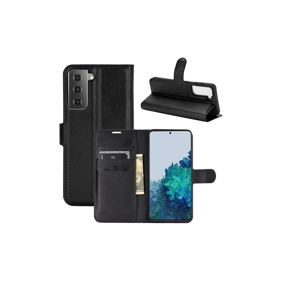 Compatible With Samsung Galaxy S21 Plus - Litchi Leather Case - Black 9164030920224