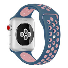Compatible con Apple Watch de 42/44 mm. Correa deportiva de silicona azul.