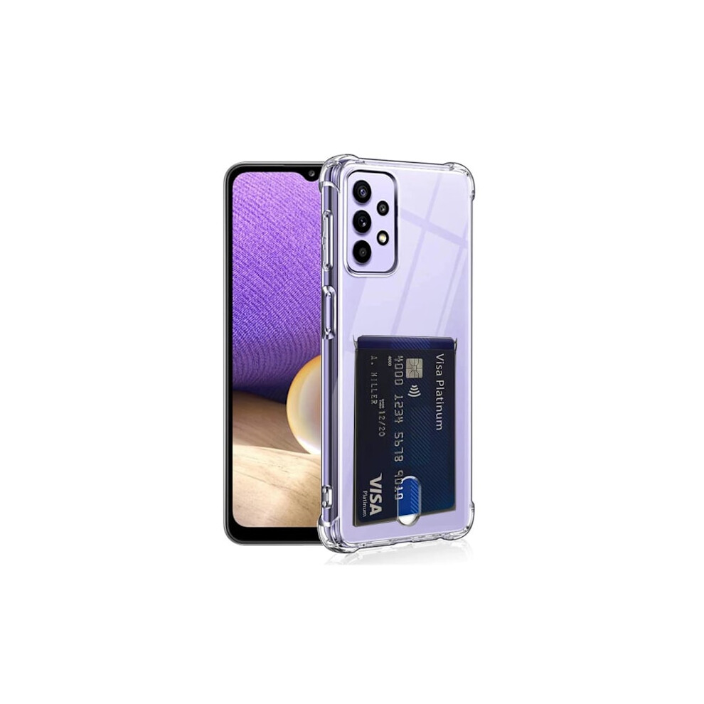 Compatible With Samsung Galaxy A32 5G - Practical Shockproof Case With Card Holder Transparent 9164030920309