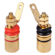 Mojoyce2pcs Terminales de conexión para altavoces chapados en oro, tomas de 4 mm para enchufe banana