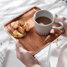 Rechteckiges Tablett aus Akazienholz, Haushalts-Kaffee-Frühstücks-Brottablett, Obsttablett, Holzgeschirr