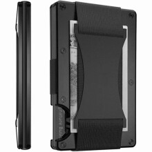 Men Slim Ridge Man Wallets Brand Luxury Aluminum Carbon RFID Metal Bags Case Carteira Masculina Credit Card Holder black