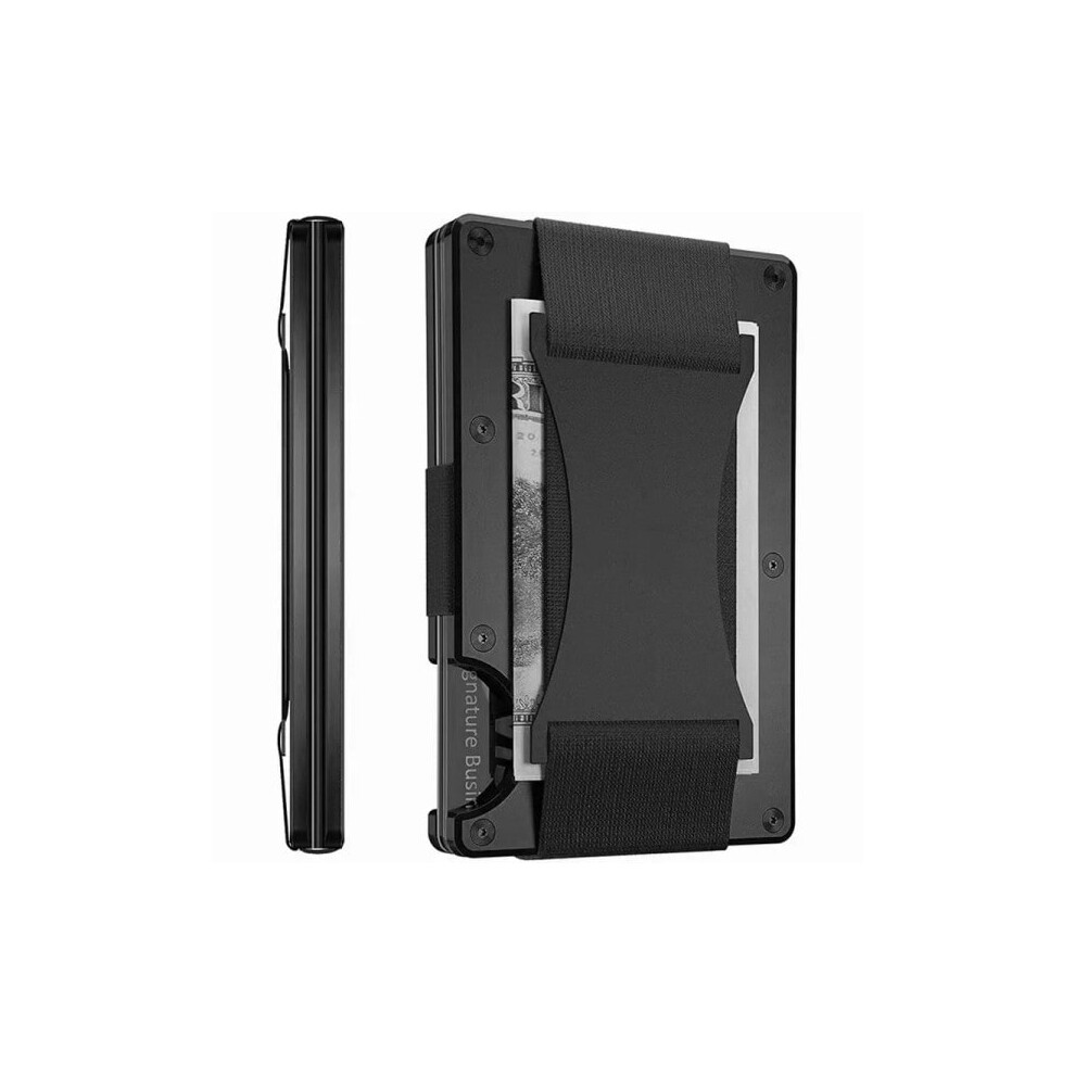 Men Slim Ridge Man Wallets Brand Luxury Aluminum Carbon RFID Metal Bags Case Carteira Masculina Credit Card Holder black
