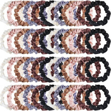 24 kleine Haargummis aus Seidensatin, elastische Haarbänder, elastische Haargummis für Damen und Mädchen