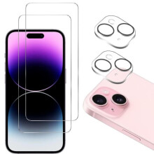 Filmskydd - Phonillico - kompatibel med iPhone 15 - Pack2 - Härdat glas - Reptålig Transparent