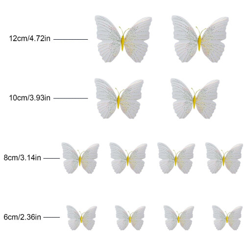 Winysin12pcs3D DIY πεταλούδα PVC Art Decal διακόσμηση σπιτιού αυτοκόλλητα τοιχογραφίας 2