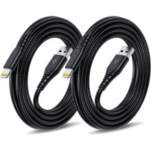 Cabo de carregamento compatível com iPhone, 1,8 m (6 pés), [Certificado pela Apple MFi] Pacote com 2 cabos Lightning de 1,8 m (6 pés) para