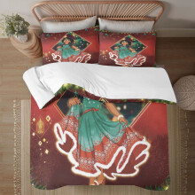 Set copripiumino matrimoniale Encanto Comfort per bambini e adulti, regalo di Natale, set da 3 pezzi con stampa a cartoni animati, federa e lenzuolo.