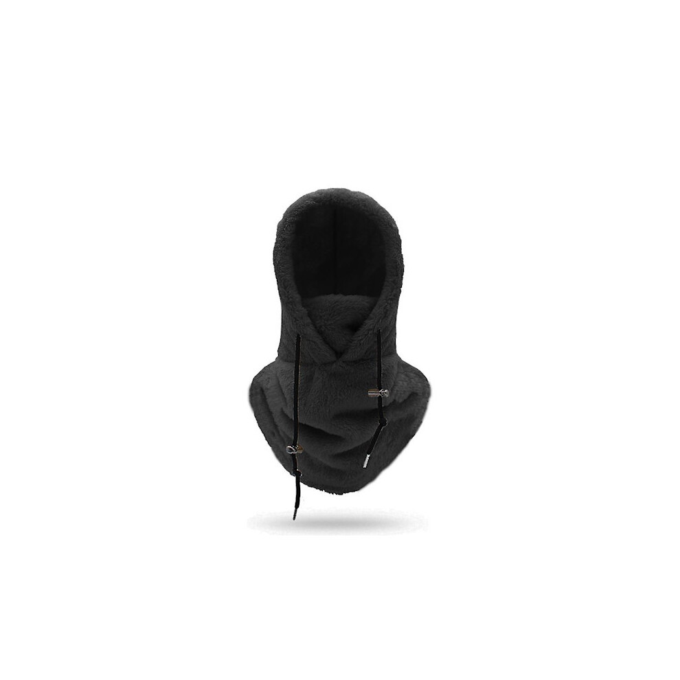 Sherpa Hood Ski Mask Winter Balaclava Cold Weather Windproof Adjustable Warm Winter Hood Headwear Scarf[Db] Black 9164030206946