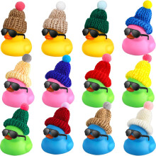Chivao 12 Mini-Gummienten mit Sonnenbrille, Hut und Halskette – Großpackung Kreuzfahrtenten für Partygeschenke, Badespielzeug,