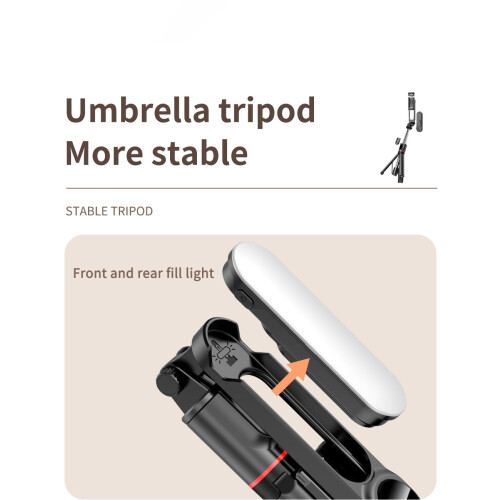 Τρίποδο Selfie Stick 43,7" με τηλεχειριστήριο Bluetooth, αφαιρούμενο φως πλήρωσης, συμβατό με 1