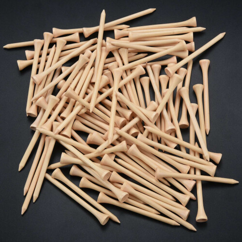 100 Tees de Golfe Profissionais de Madeira Burlywood, 83mm (3 1/4 polegadas) de Comprimento - Presente para Golfistas 2
