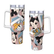 Vaso térmico de acero inoxidable de 40 oz con aislamiento al vacío, tapa y pajita, con diseño de Mickey Mouse, ideal para agua, té helado, café