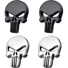 4 stuks 3D schedel Punisher autostickers in metaal