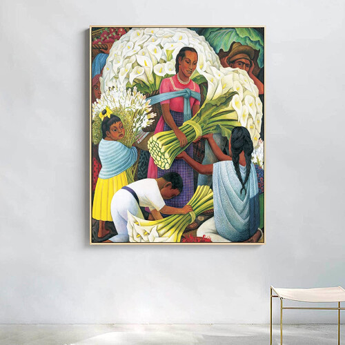 Εκτύπωση Τέχνης σε Καμβά AEFER Diego Rivera Αφίσα The Flower Vendor Εκτυπώσεις Καλών Τεχνών 1
