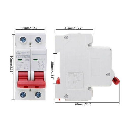 Φωτοβολταϊκός διακόπτης 2P DC1000V 10A/16A/32A/50A/63A DC MCB 2