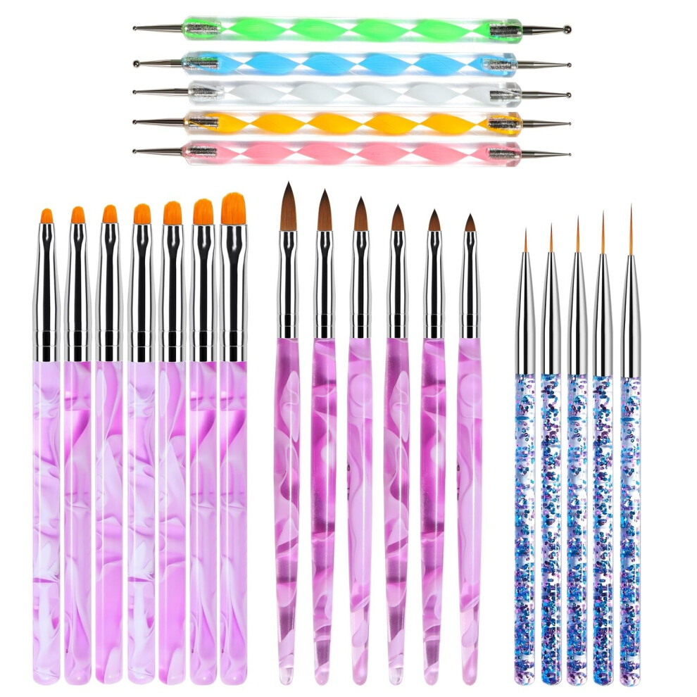 4 Piece Acrylic Handle Nail Art Brush and Dotting Pen Set for UV Gel Manicure