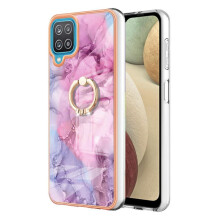 Case for compatible with Samsung Galaxy A12 5G Bumper Marble Shockproof TPU Silicone 360 Rotatable Ring