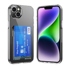 Kompatibel med iPhone 15 - Hybridcover med kortholder - Transparent