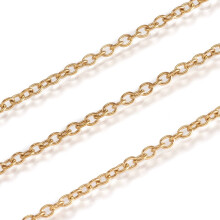 1Roll Vacuum Plating 304 Stainless Steel Cable Chains Soldered with Spool Oval Golden 82.02 Feet(25m)/roll 2.5x2x0.5mm